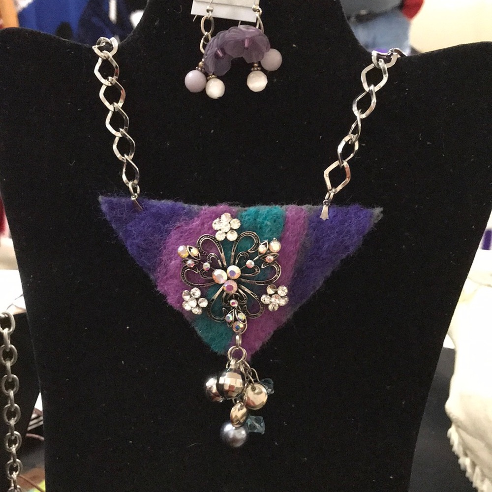 Hand felted focal necklace